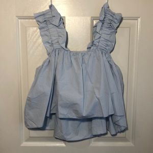 Zara light blue high/low crop top